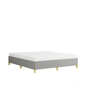 Cadre de lit en bois gris clair durable, taille California King, avec revêtement en polyester, design de lit moelleux - Product Image 1