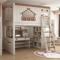 Lit superposé blanc détachable JS, style moderne et simple, meubles de chambre en bois massif résistant à l'usure avec armoire d'escalier amovible