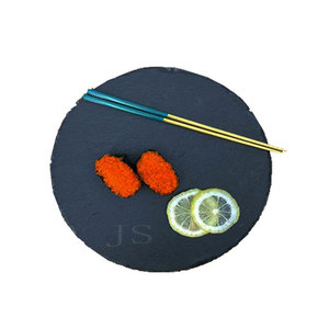 Assiette à steak ronde en ardoise noire unie pour les repas d'hôtel, le service du café et du thé, les cadeaux d'affaires - Product Image 4