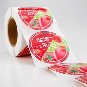Custom <strong>Circle</strong> Round Food <strong>Label</strong> Roll Printing Waterproof Adhesive Vinyl Logo Sticker for Gourmet Tomato Sauce Packaging <strong>Label</strong> - Product Image 1