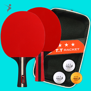 Excellent ensemble de raquettes de tennis de table noires 7 plis avec caoutchouc à picots et <span class=keywords><strong>housse</strong></span> de protection, incluant 3 balles, pour l'entraînement, fabriqué en usine - Product Image 1