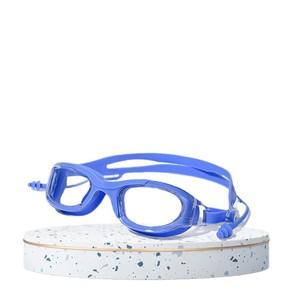 Lunettes de natation pour adultes, étanches, anti-buée, avec lentilles en plastique, ajustement universel, bleu royal, bouchons d'oreilles monobloc - Product Image 1