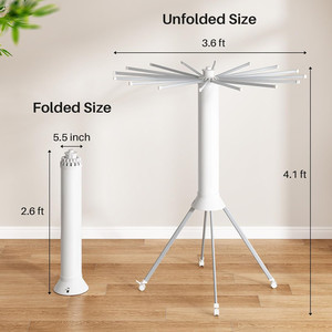 Tiết kiệm không gian xoay quần áo móc áo trong nhà ngoài trời gấp quadrupod xách tay giặt khô giá trên bánh xe - Product Image 6