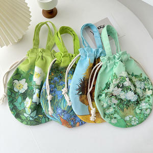 Para DICHOS todo en uno bolso con cordón <span class=keywords><strong>de</strong></span> gran capacidad Rosa Blanca <span class=keywords><strong>Van</strong></span> <span class=keywords><strong>Gogh</strong></span> pintura al óleo bolso <span class=keywords><strong>de</strong></span> hombro impreso para la vida diaria - Product Image 5