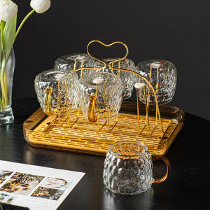 Tasse à thé en verre transparent avec poignée, design à bulles, résistante à la chaleur, grande capacité, pour la maison et les fêtes, couleur unie - Product Image 2