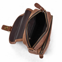 Sac banane/sac bandoulière homme en cuir véritable vintage Crazy Horse marron, style rétro européen-américain, pour l'été et les activités de plein air