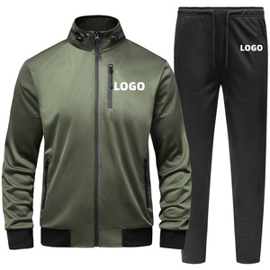 Gran oferta, conjunto de chándal con cremallera YKK completo atlético para hombre con bordado 2D, chándal de entrenamiento personalizado a la moda, chaquetas de manga larga - Product Image 1