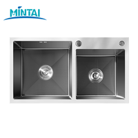 Mita Maßgefertigte Doppelbecken-Spüle aus SUS304 Edelstahl zur Unterbaumontage, Moderne Satin-Oberfläche für Küche, Hausbar, Villa, OEM-Service