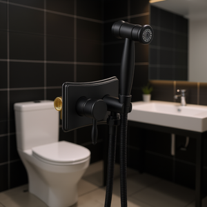 Kit de rociador de inodoro portátil de acero inoxidable, rociador de bidé negro montado en la pared, agua fría y caliente, diseño moderno - Product Image 2