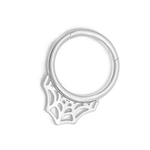 Spider Web Seamless Hoop <b>Earrings</b> Gold Stainless Steel Nose Ring Septum <b>Piercing</b> Jewelry Everyday Wear - Product Image 5