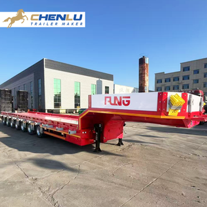 Semiremolque Lowboy de 8 ejes personalizable transporte 80 90 100 toneladas 17m largo extraíble 7m <span class=keywords><strong>semirremolque</strong></span> Lowboy para Kirguistán - Product Image 3