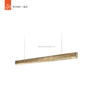 Lustre de luxe linéaire en forme de nid d'abeille en acier inoxydable + cristal K9, miroir or champagne - Product Image 5