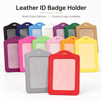 Porte-cartes d'identité en cuir PU avec logo personnalisé, blocage RFID, emplacement pour cordon, 14 couleurs, cadeau promotionnel