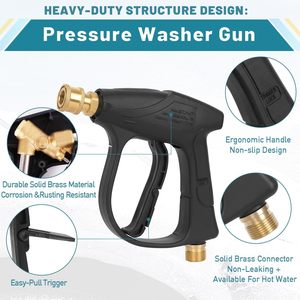 Stm High Pressure <b>Car</b> Wash Gun With Foam Bottle Copper Valve Stainless Steel Nozzle For <b>Car</b> Washing Landscaping - Product Image 2