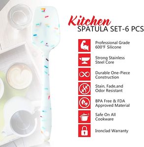 Heat Resistant <strong>Silicone</strong> Kitchen Utensils 6 Sets Food Grade <strong>Spatula</strong> Set Oil Brush <strong>Pastry</strong> Tools