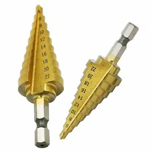 4-22mm HSS Hex Titan beschichteter Stufen bohrer zum Bohren von Löchern in Metall und Holz