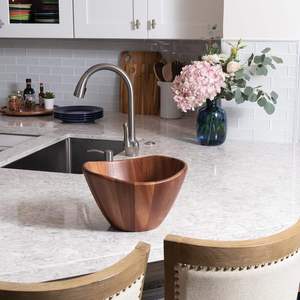 <b>Large</b> Brown Acacia Wood Decorative <b>Bowl</b> with Organic Grain Details Ruffled Sculptural Border and Stylish Tapered Profile - Product Image 6