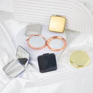 Custom Logo Portable Double-sided Round Rose Gold Metal Folded Make up <strong>Compact</strong> <strong>Mirrors</strong> Silver Pocket <strong>Mirror</strong> Travel Cosmetic Gift - Product Image 4