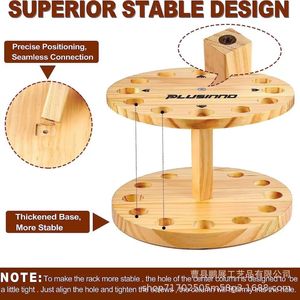 Plusinno Fishing Rod <b>Rack</b> 12 Capacity Wooden <b>Rotatable</b> <b>Storage</b> Stand for Indoor Outdoor Use - Product Image 4