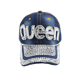 Nuevo Sombrero Vaquero de Mezclilla con Incrustaciones de Diamantes QUEEN, de 6 Paneles, Ajustable, para Mujer, a la Moda, con Protección Solar para Exteriores - Product Image 1