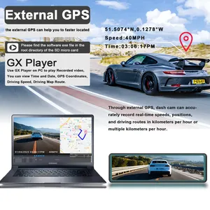 Caméra embarquée miroir 12 pouces 3CH : 2K+2K+1080P FHD, WiFi, vision nocturne, enregistrement en boucle - DVR de <span class=keywords><strong>voiture</strong></span> tout-en-un - Product Image 5