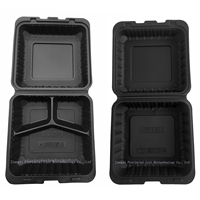 Contenants alimentaires en plastique ventilés noirs personnalisables en gros 9x9 9x6 pour l'emballage alimentaire des restaurants