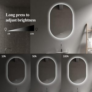 <span class=keywords><strong>Specchio</strong></span> da Bagno LED Ovale Senza Cornice Stile Nordico, Intelligente, da Parete, Antiappannamento, con Schermo Touch per Tavolo da Toeletta - Product Image 2