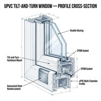 Ventana Corredera de Vinilo UPVC con Certificación CSA Energy Star, 1.8 mm, 7 Cámaras, Sistema Integral de Fijación con Clavos, Vidrio de Baja Emisividad