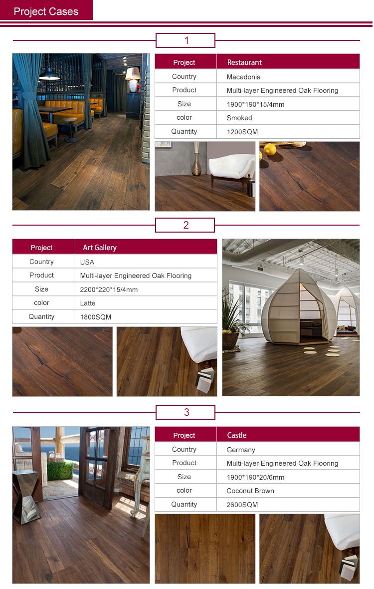 Multilayer Oak Floor Hardwood Gray Commercial Home Decor Wood Flooring