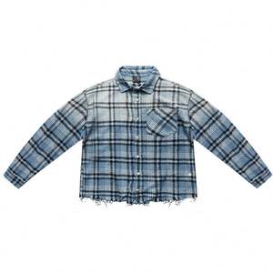 Camisa con botones a cuadros de manga larga de tela de franela de algodón 100% personalizada para hombre para primavera para camisa con botones para hombre - Product Image 6