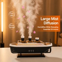 Nouveau diffuseur d'aromathérapie à ultrasons de type brouillard de navire simulé, diffuseur de vapeur créatif de type volcan carré pour bureau