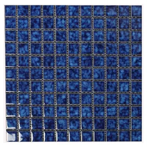 25x25mm Biru Mengkilap Keramik Mosaik Ubin Kolam renang