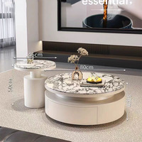 Table Basse de Rangement en Pierre Microcristalline de Luxe Léger Italien, Design Moderne et Durable avec Cadre en Bois pour Petits Salons