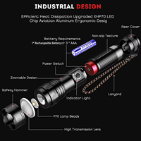 Brightenlux Super Bright Torch light Puissant haute lumen lampe de poche étanche Zoom Tactique Rechargeable XHP50 LED Lampe de poche