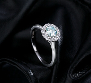 S925 Sterling Silver Ocean Blue Zircon Sunflower Halo <b>Ring</b> 2026 Viral Luxury Engagement Silver Fashion Finger <b>Ring</b> - Product Image 3