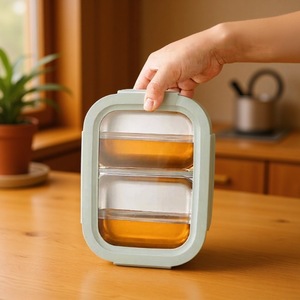 กล่องอาหารกลางวันสแตนเลส 316L ทรงสี่เหลี่ยม ฝาพลาสติก ปิดสนิท สำหรับเก็บอาหาร ใช้สำหรับปิกนิกและเก็บในตู้เย็น - Product Image 3