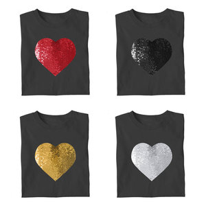 Cadeau spécial pour la Saint-Valentin, chemisier à manches courtes pour <span class=keywords><strong>amoureux</strong></span>, photo de couple personnalisée, chemise à paillettes magiques à cœur <span class=keywords><strong>rouge</strong></span> - Product Image 3