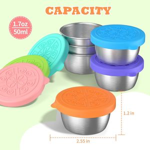 Conteneur à sauce pour salade en acier inoxydable 304 étanche <span class=keywords><strong>avec</strong></span> couvercle Petits gobelets à sauce pour le déjeuner Conteneurs à sauce métalliques - Product Image 5