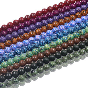 Barniz para hornear de 8MM y 10mm, cuentas redondas de cristal teñidas, <span class=keywords><strong>pintura</strong></span> de mármol colorido, cuentas redondas de cristal para fabricación de joyería, pulseras DIY - Product Image 1