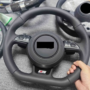 Volant en cuir entièrement perforé à fond plat pour Audi A3 A4 A5 A6 A7 Q3 Q5 Q7 - Product Image 5