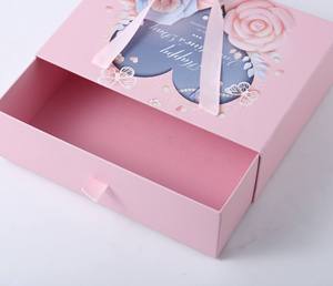 Pembe Çekmeceli Kutu Mücevher Ambalajı Yüzük Kutusu Karton Özel Logo Anneler Günü Sevgililer Günü Hediye Kutusu - Product Image 4