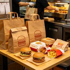 2026 FSC Certified Biodegradable Kraft Paper Shopping <b>Bag</b> Recyclable Gift Takeaway Food <b>Packaging</b> <b>Bag</b> with Paper Handles - Product Image 1