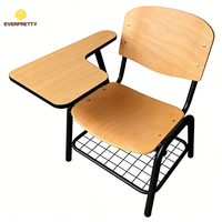 Chaise d'étudiant individuelle en bois avec tablette d'écriture, certifiée CE, pour mobilier de salle de classe moderne et salles de formation universitaires