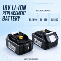 Baterai Li-ion 18V BL1860 BL1850 BL1840 BL1830 untuk Perkakas Tanpa Kabel Mak, Paket Baterai Pengganti, Pabrik Sumber OEM