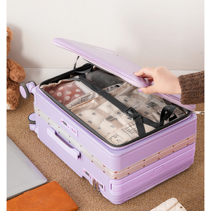 Valise à roulettes large, cadre en aluminium, bagage à main, valise OEM, <span class=keywords><strong>prix</strong></span> de gros d'usine, bagage à ouverture double face - Product Image 5