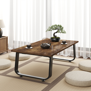 Custom Minimalista Mesa De Café Dobrável De Madeira Pequena Mesa De Chá Estilo Japonês com U Forma De Metal Pernas Para Sala De Estar - Product Image 1