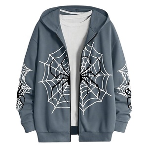 Felpa con Cappuccio Premium da <span class=keywords><strong>Uomo</strong></span>, Oversize con Zip, Stile Streetwear Gotico Y2K, Design con <span class=keywords><strong>Ragnatela</strong></span> Integrale - Product Image 3