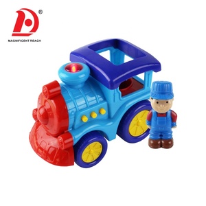 HUADA 2023 2 Styling Baby Cartoon Free Wheel Train Farmer Toy Vehicle Car <span class=keywords><strong>con</strong></span> musica e luce - Product Image 1