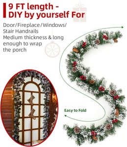 Artificial Wreath Christmas Garland Red Berry Customizable PVC Greenery Fireproof Eco-Friendly <b>Pinecone</b> for Indoor Decorations - Product Image 4