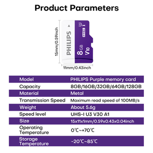 การ์ด Philips 8GB V10 U1 Class 10 สำหรับกล้องและอุปกรณ์สมาร์ท - Product Image 6